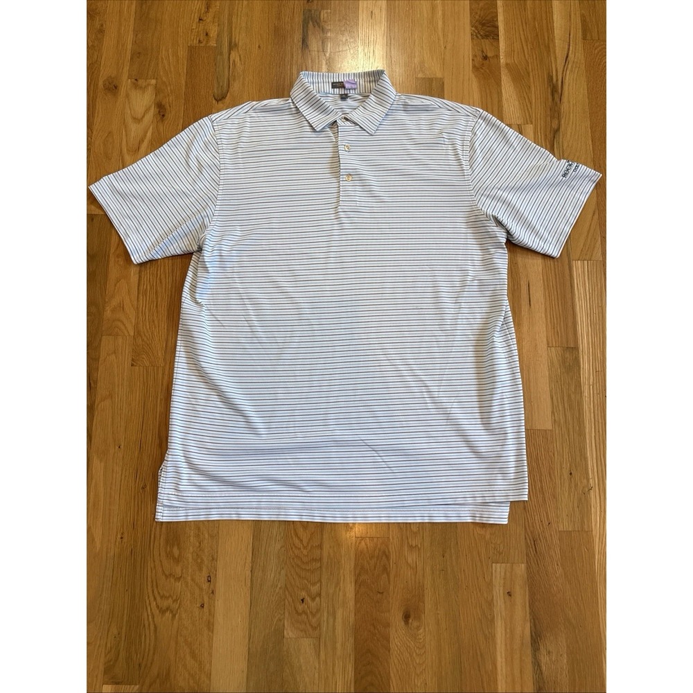 Peter Millar Summer Comfort Men's XL Striped Polo Gray Green White